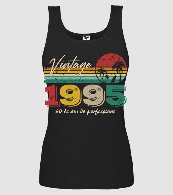 VINTAGE 1995 model negru pe tricou
