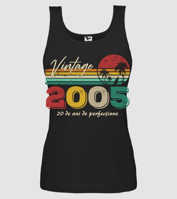 VINTAGE 2005 model negru pe tricou