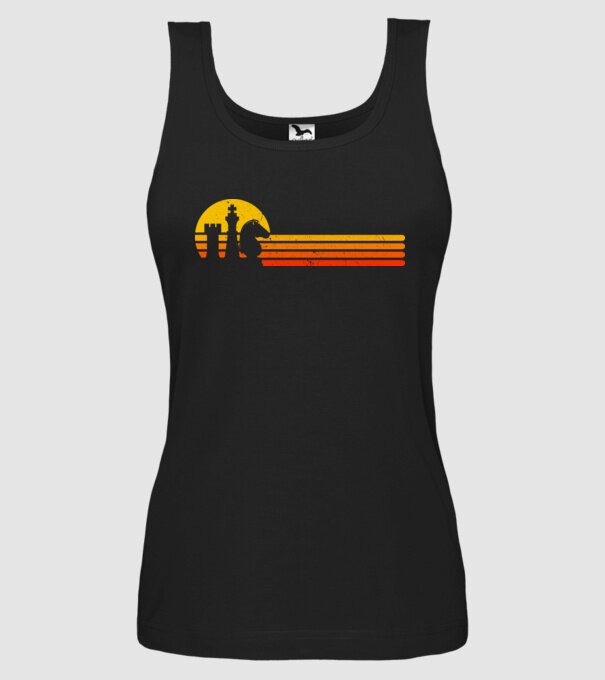 Vintage chesss sunset model negru pe tricou