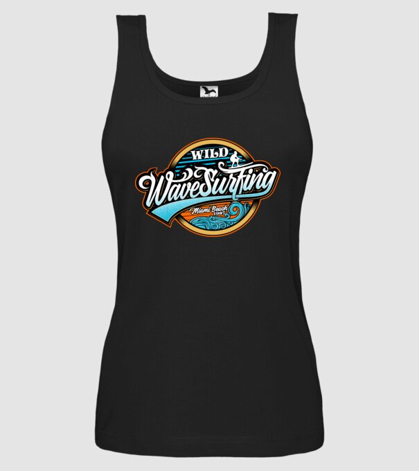 WaveSurfing model negru pe tricou