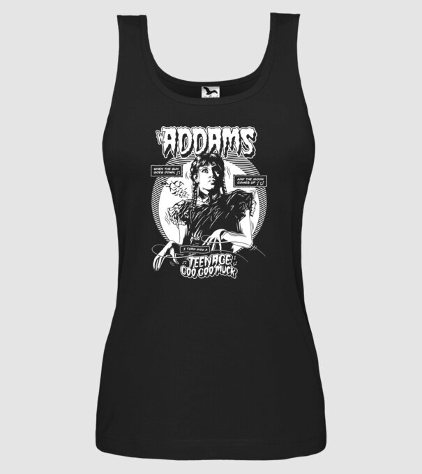 WEDNESDAY ADDAMS TEENAGE GOO GOO MUCK model negru pe tricou