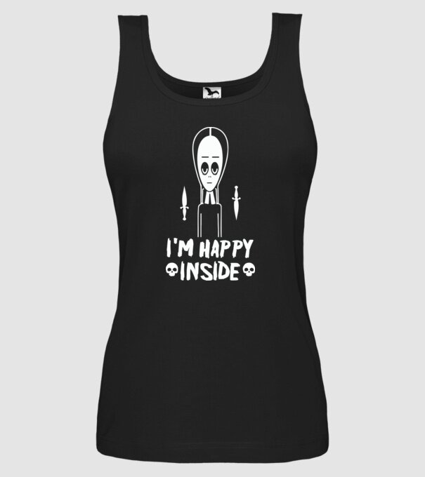 WEDNESDAY Happy inside model negru pe tricou