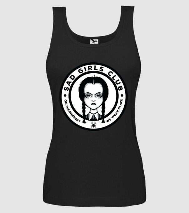 WEDNESDAY Sad Girls Club model negru pe tricou