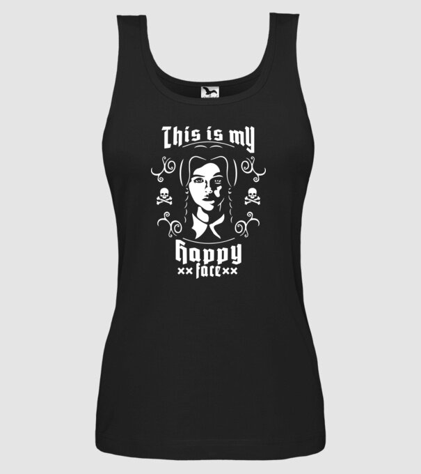 WEDNESDAY This is my happy face model negru pe tricou