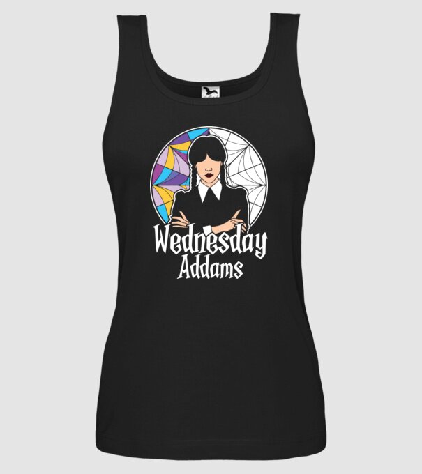 Wednesday Window colorful model negru pe tricou