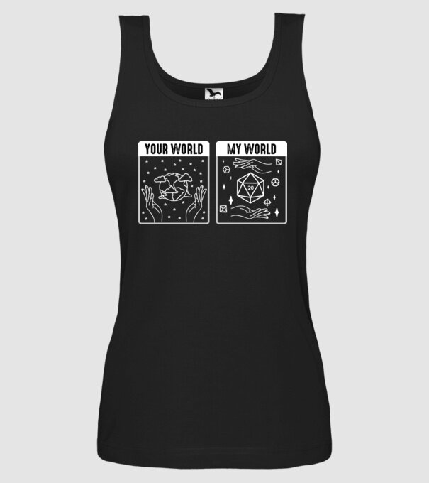 Your World My World model negru pe tricou