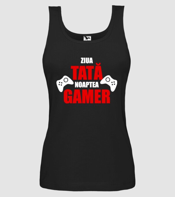 ziua tată noaptea gamer model negru pe tricou