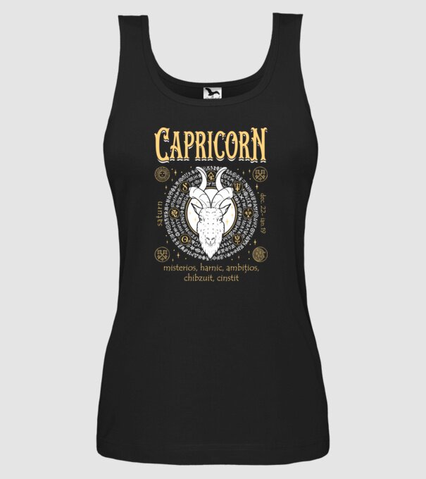 Zodiac bărbat CAPRICORN golden model negru pe tricou