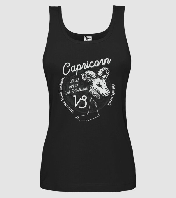 Zodiac bărbat CAPRICORN retro model negru pe tricou