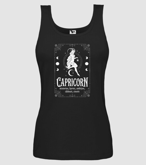Zodiac bărbat CAPRICORN white model negru pe tricou
