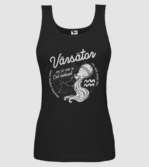 Zodiac bărbat VĂRSĂTOR retro model negru pe tricou