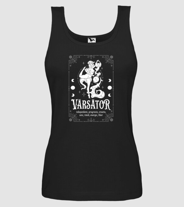 Zodiac bărbat VĂRSĂTOR white model negru pe tricou