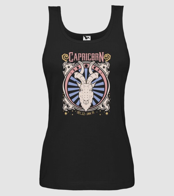 Zodiac Vintage CAPRICORN model negru pe tricou