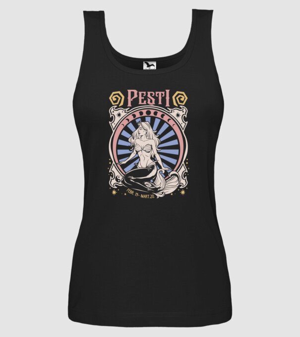 Zodiac Vintage PEȘTI model negru pe tricou