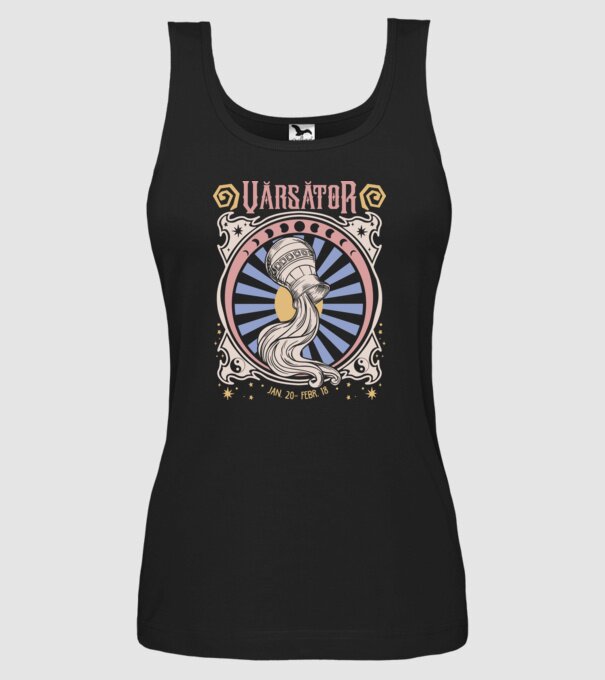 Zodiac Vintage VĂRSĂTOR model negru pe tricou