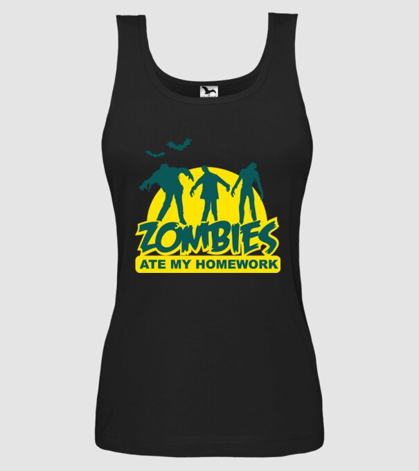 Zombies ate my homework model negru pe tricou
