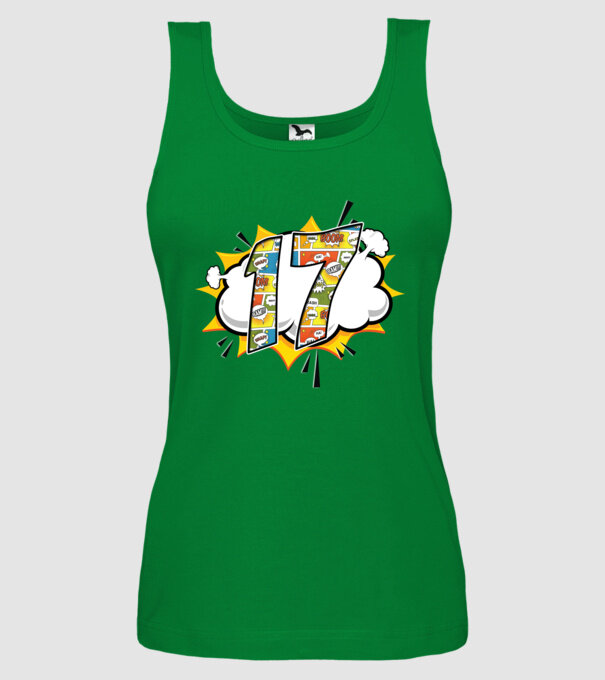 Birthday Comic Number 17 model verde pe tricou