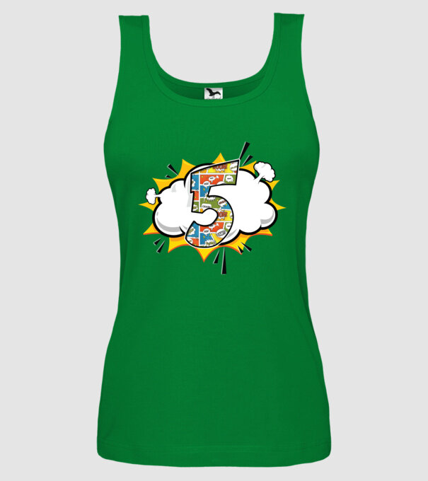 Birthday Comic Number 5 model verde pe tricou