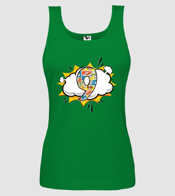 Birthday Comic Number 9 model verde pe tricou