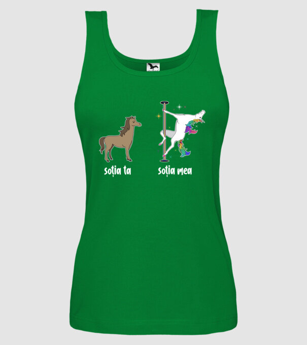 soția ta - soția mea model verde pe tricou