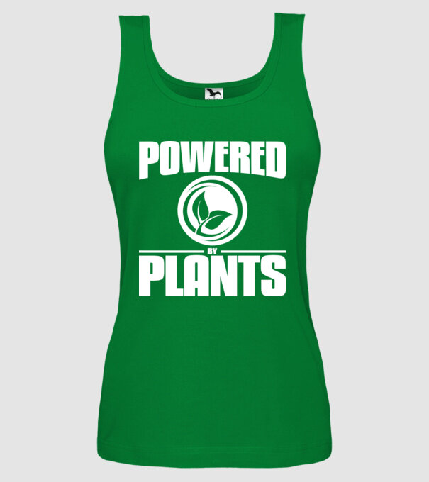 powered_by_plants model verde pe tricou