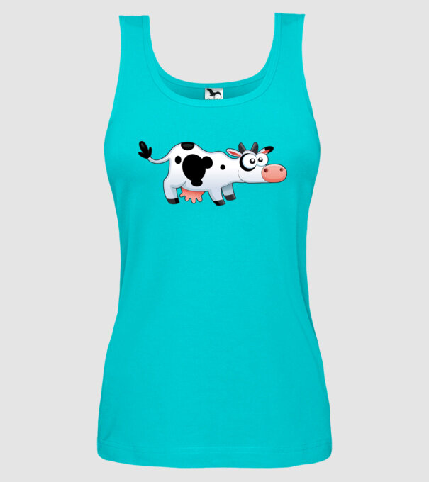 Cow model turcoaz pe tricou
