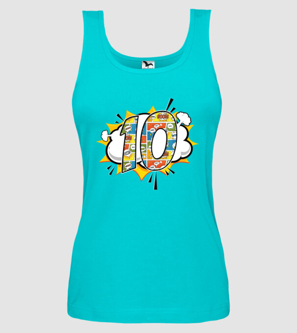Birthday Comic Number 10 model turcoaz pe tricou