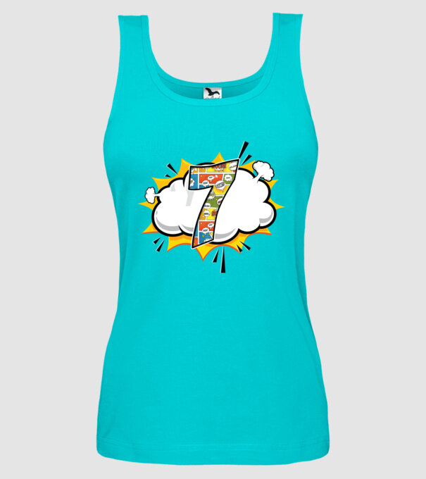 Birthday Comic Number 7 model turcoaz pe tricou