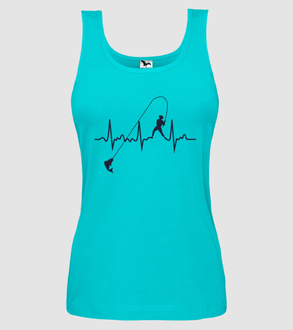 fishing heartbeat model turcoaz pe tricou