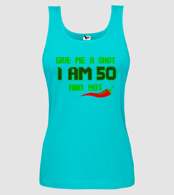 Give me a shot - 50 model turcoaz pe tricou