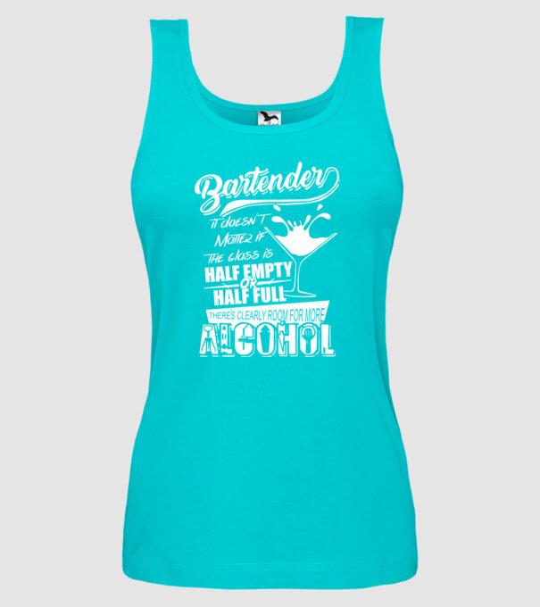 Half empty or half full model turcoaz pe tricou
