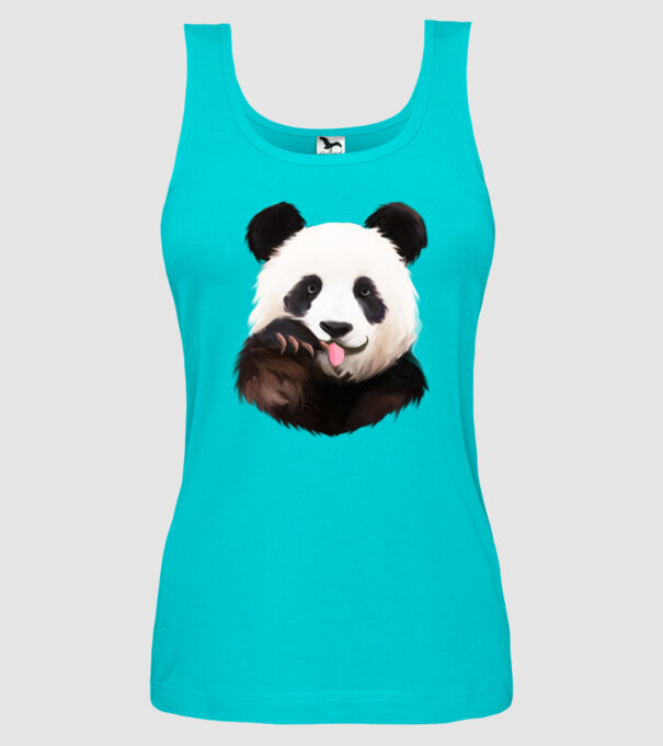 Panda face model turcoaz pe tricou