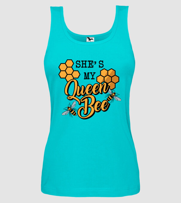 Queen Bee model turcoaz pe tricou