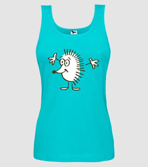 arici model turcoaz pe tricou