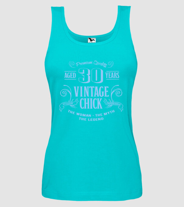 Vintage chick - 30 model turcoaz pe tricou
