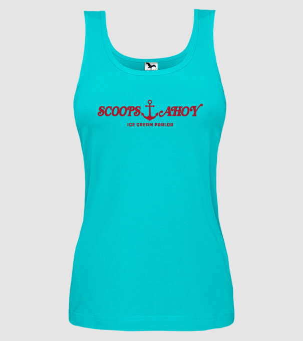 scoops and ahoy stranger things model turcoaz pe tricou