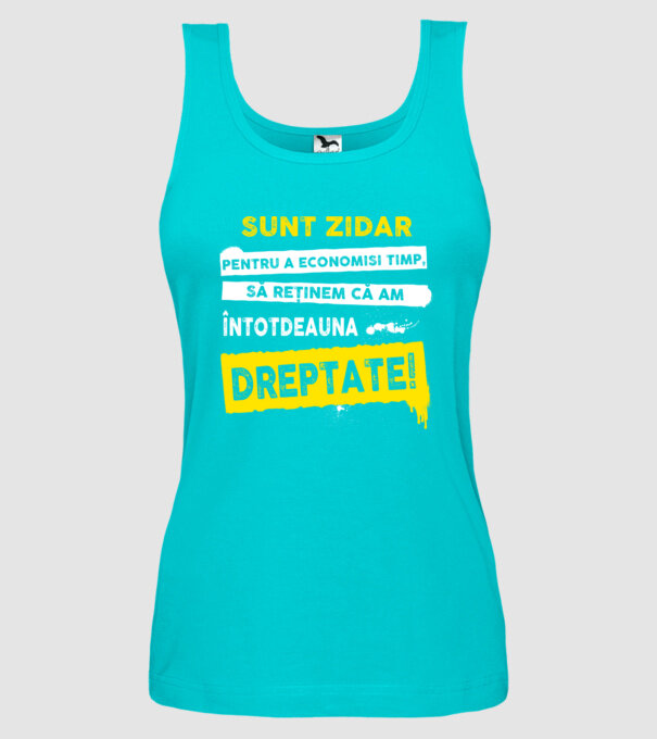 Sunt zidar, pentru a economisi timp, să reținem că am întotdeauna dreptate! model turcoaz pe tricou