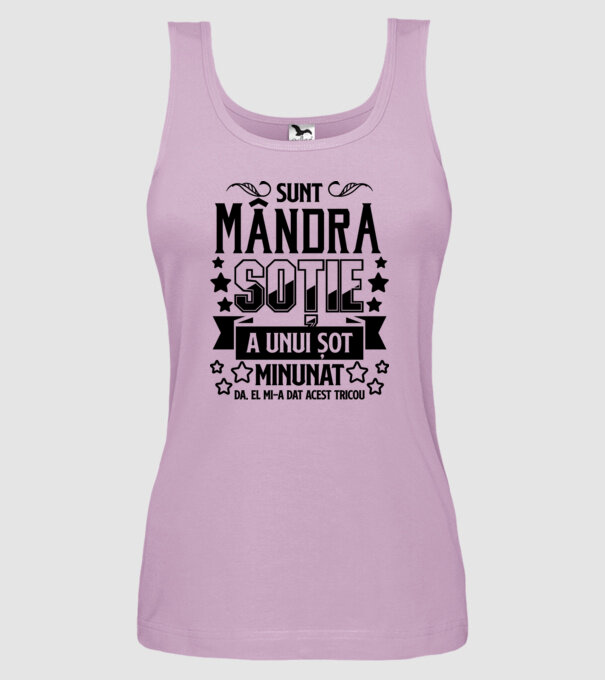 Sunt mândra soție a unui soț minunat Da, am primit acest tricou de la el. model liliachiu pe tricou