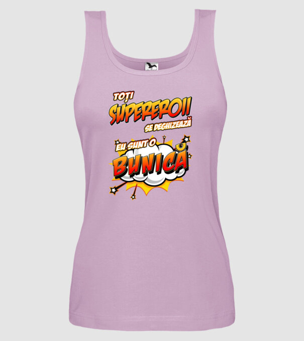 Toți supereroii se deghizează, eu sunt o bunică model liliachiu pe tricou