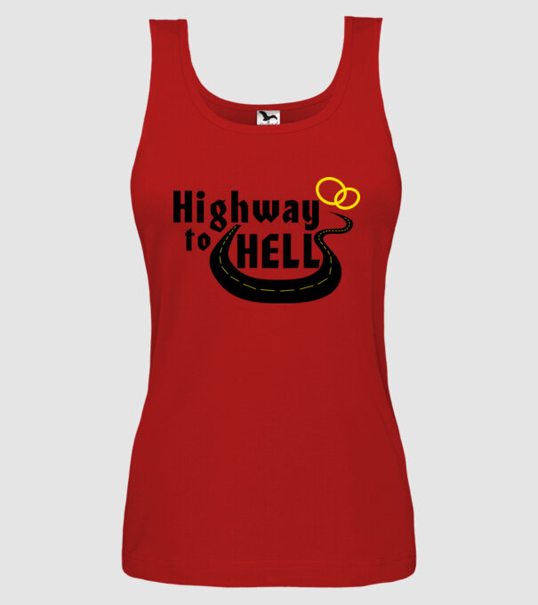 Highway to hell simple model roșu pe tricou
