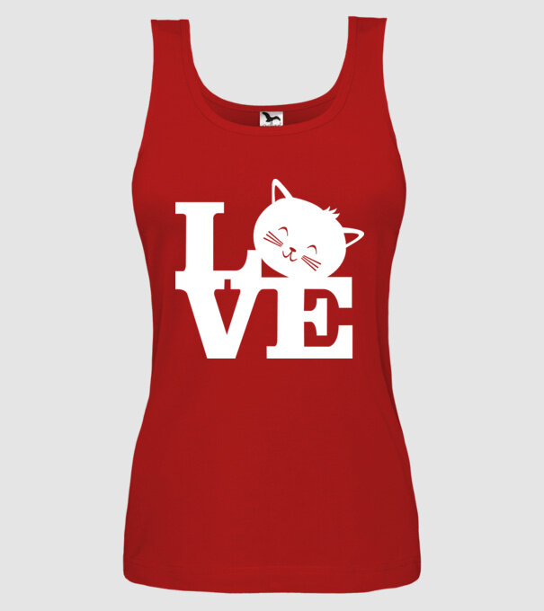 Love Pisică model roșu pe tricou