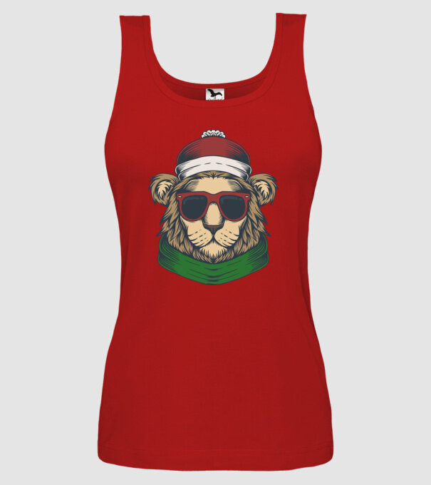 Leu Moș Crăciun model roșu pe tricou