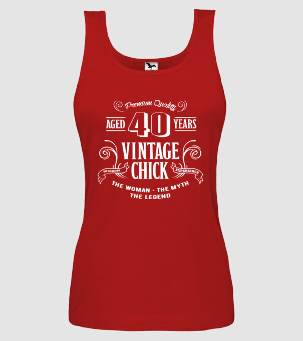 Vintage chick - 40 model roșu pe tricou