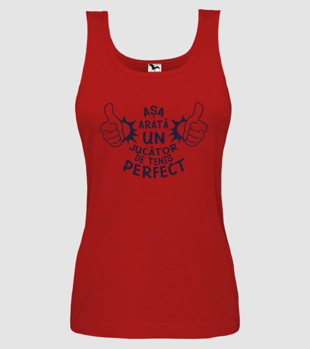 Așa arată un JUCĂTOR DE TENIS perfect model roșu pe tricou