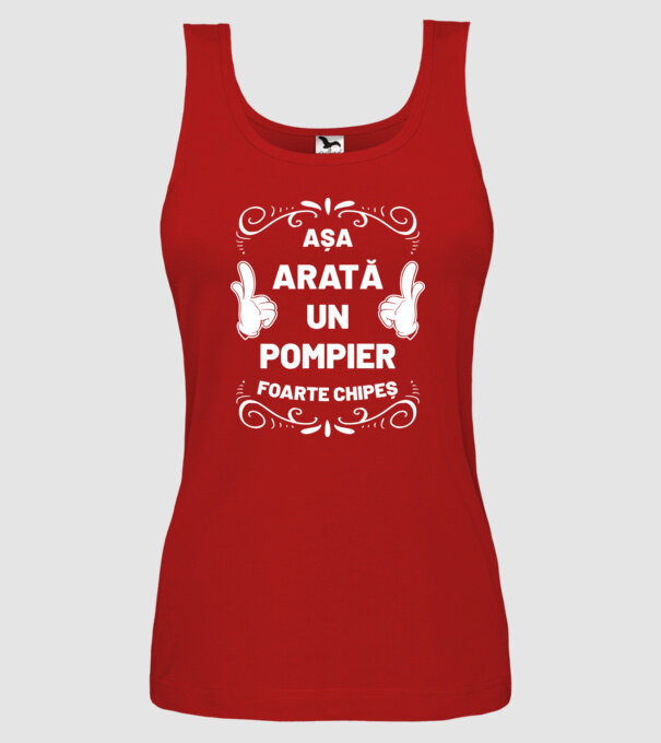 Așa arată un pompier foarte chipeș model roșu pe tricou