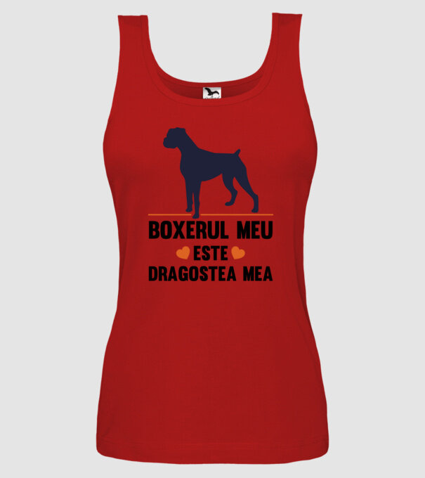 boxerul meu este dragostea mea model roșu pe tricou