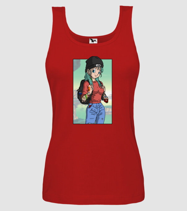 dragon ball bulma model roșu pe tricou