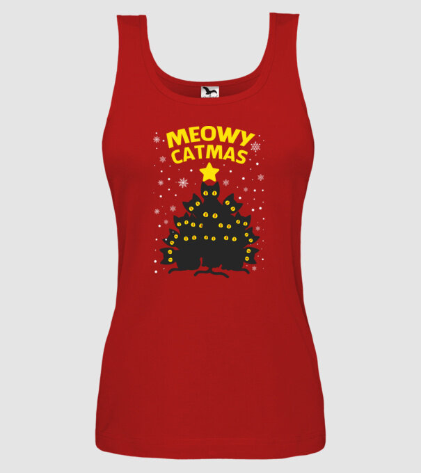 Meowy catmas black model roșu pe tricou