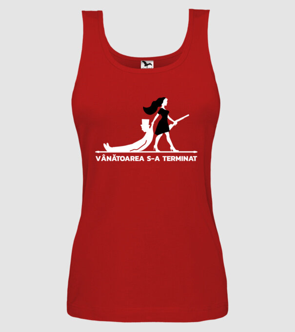 Vânătoarea s-a terminat model roșu pe tricou