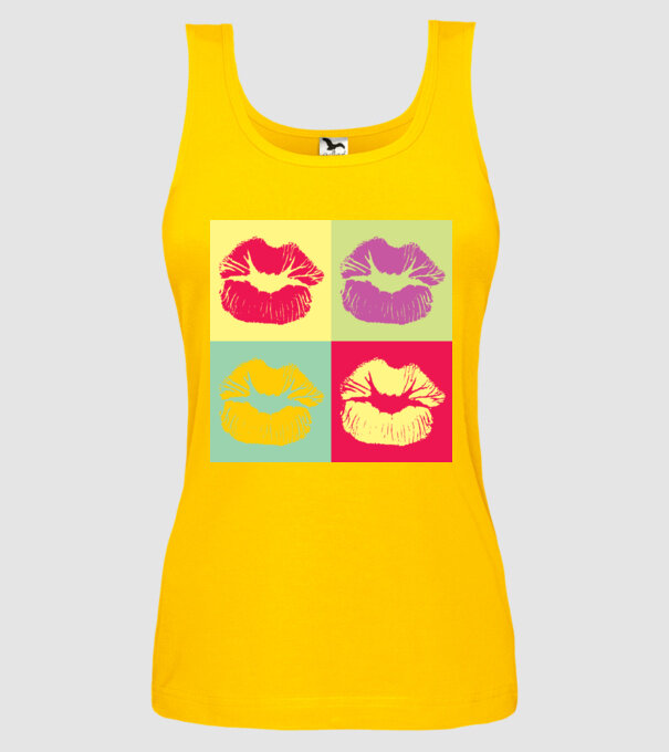 Pop Art Kiss model galben pe tricou